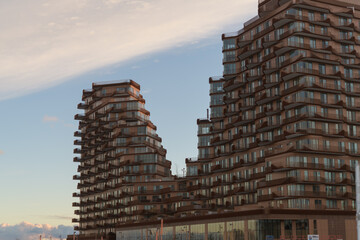 Fototapeta premium exterior of Aqualuna Condos (east side) located at 155 Merchants' Wharf, Toronto (seen from Queens Quay E)