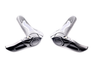 Obraz premium two ergonomic bicycle grips arranged symmetrically on a white background