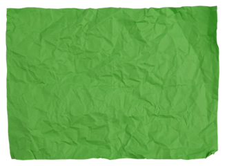 Crumpled green sheet of paper on isolated background