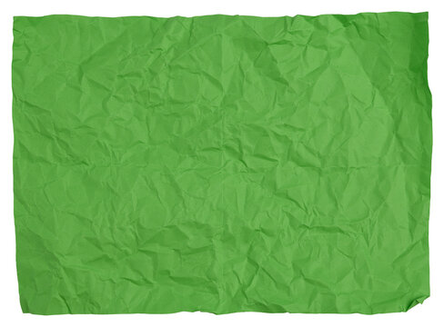 Crumpled green sheet of paper on isolated background