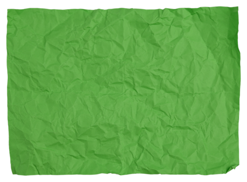 Crumpled green sheet of paper on isolated background