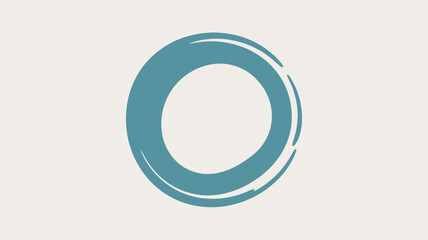 A teal circular brush stroke design with a white background creating a simple graphic element look