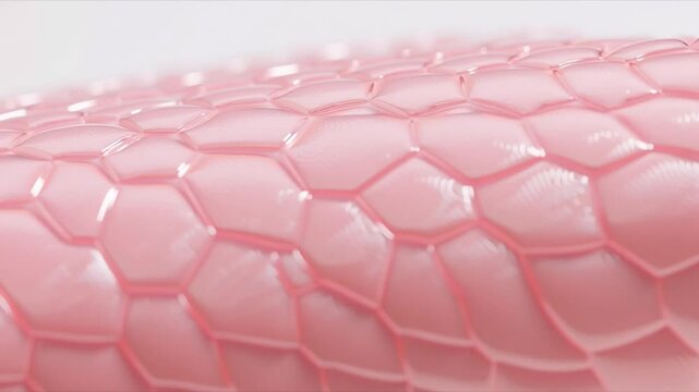 Artificial skin texture for medical transplantation. Pink synthetic biomaterial with cellular structure. Medical technology innovation for tissue engineering and regenerative medicine research.