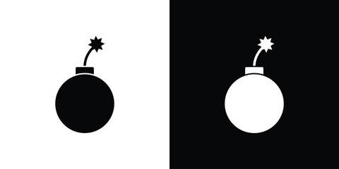 Bomb icons editable flat black and white icons pack. Vector EPS10 © Raj