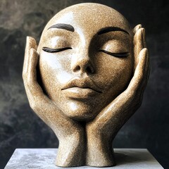 an elegant abstract sculpture of a female head