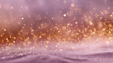 Obraz premium Amber bokeh light particles floating over soft lavender textured background