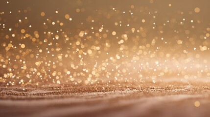 Obraz premium Soft bokeh light particles floating over warm beige textured background
