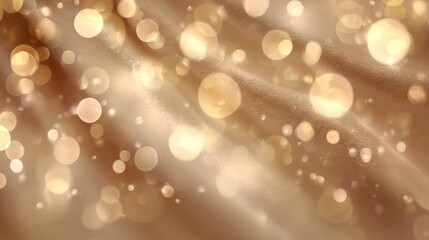 Soft bokeh light particles floating over warm beige textured background