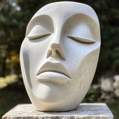 an elegant abstract sculpture of a female head