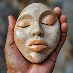 an elegant abstract sculpture of a female head