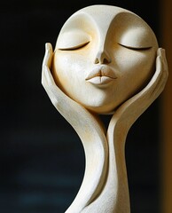 an elegant abstract sculpture of a female head