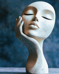 an elegant abstract sculpture of a female head