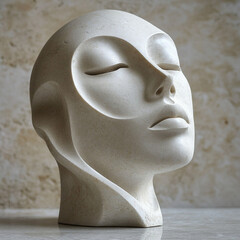 an elegant abstract sculpture of a female head