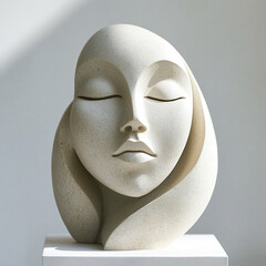 an elegant abstract sculpture of a female head