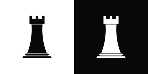 Chess rook icons editable flat black and white icons pack. Vector EPS10 © Raj