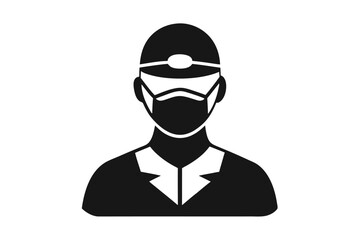 Silhouette reveals a surgeon in medical cap and mask; healthcare workers show support
