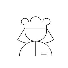 Minimalist line art of a chef with a hat and uniform, composed of geometric shapes and curves design