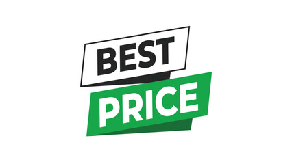 Best price label icon. green and white ribbon banner with "best price" text for marketing promotions, discount offers, and retail sales. Vector