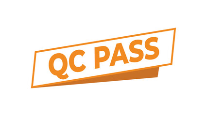 Quality control pass stamp or label icon on a clean background, symbolizing successful inspection, validation, and approval process Vector
