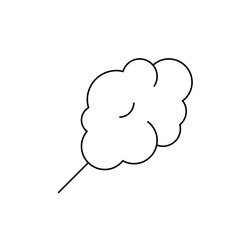 Illustration of a fluffy cotton candy with a stick in black outline on a white background scene view