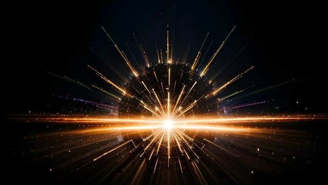 Abstract Burst of Light A Radiant Conceptual Design with Golden Energy on Dark Background