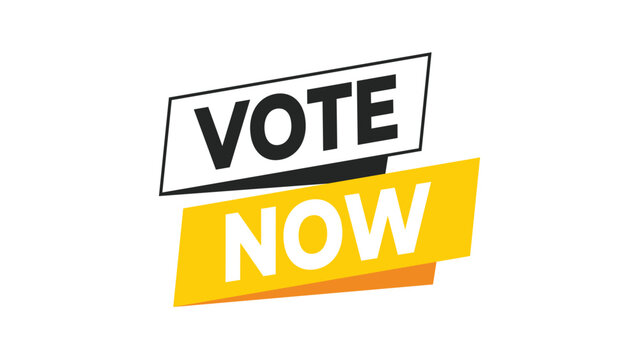 Vote now concept vector illustration featuring bold typography and modern graphic elements on a clean background, ideal for elections and polls. Vector