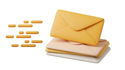 Stylish pastel envelopes delivering messages, communications flowing for modern business, email marketing campaign, direct mail strategy, announcements