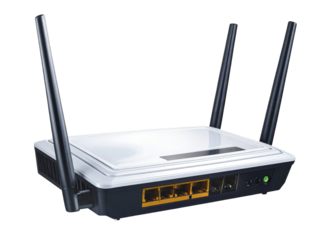 Wireless internet router with three antennas for home office