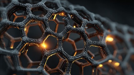 Abstract hexagonal molecular structure with glowing light