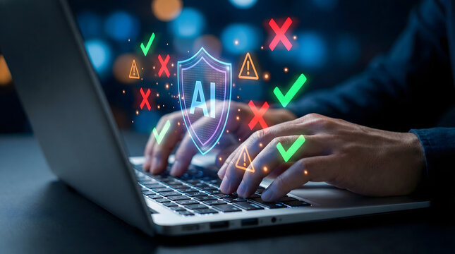 AI holographic Cybersecurity Digital Protection and Threat Detection on Laptop