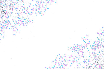 Abstract purple glitter confetti border frame isolated on transparent background