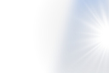 Bright sun flare shining from the right edge against a transparent background