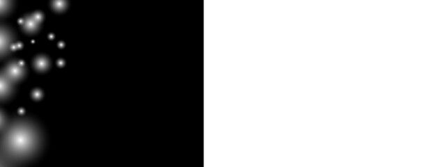 Abstract bokeh light effect with glowing white particle overlay on black isolated on transparent background