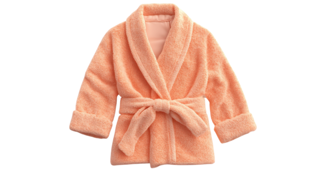 Peach Terry Cloth Robe isolated on a transparent background