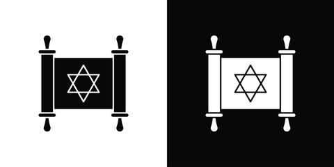 Scroll Torah icons editable flat black and white icons pack. Vector EPS10