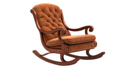 Brown Tufted Rocking Chair isolated on a transparent background