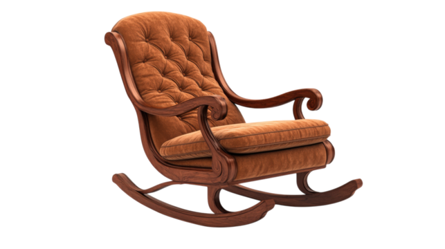 Brown Tufted Rocking Chair isolated on a transparent background