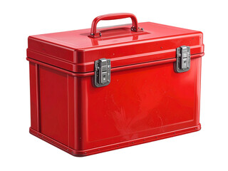 Robust red metal toolbox, essential for home repairs and diy tasks.