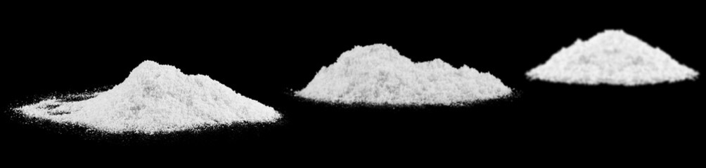 Collection of different snowdrifts on black background. Snow hills. Christmas night.