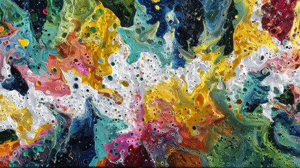 Vibrant abstract fluid art with swirling colors and textures