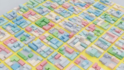 Abstract colorful geometric cityscape with pastel hues