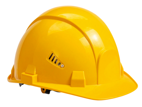 Bright yellow protective hard hat, essential safety equipment