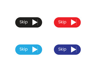 Colorful skip button set for video player ui design elements