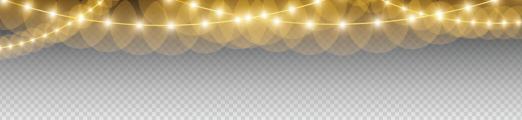 Christmas lights design elements. Glowing lights for Christmas Holiday cards, banners, posters, web design vector stock illustration