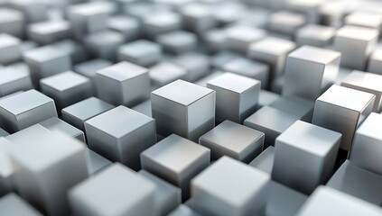 Obraz premium White and Silver Cubes Arranged in a Grid Pattern abstract