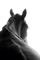 Majestic horse silhouette against bright background at dawn