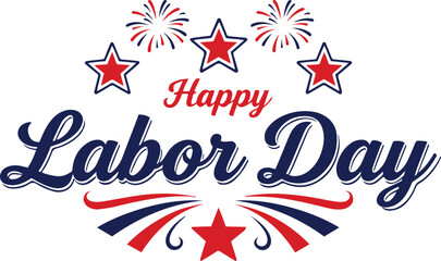 Happy Labor Day typography design, United States of America holiday, USA flag colors vector illustration