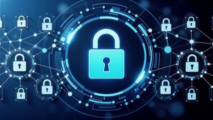 Hand pressing a glowing digital padlock icon on a futuristic blue interface, symbolizing cybersecurity, data protection, and secure network access in the digital age. - Powered by Adobe