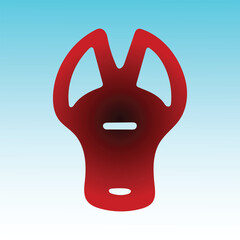 Red abstract shape with rounded edges on a gradient blue background