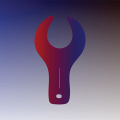 Red and blue wrench on a gradient background for construction and repair